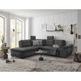 ECKSOFA in Mikrovelours Grau  - Schwarz/Grau, KONVENTIONELL, Kunststoff/Textil (217/265cm) - Carryhome