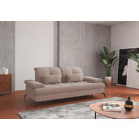 2,5-SITZER in Flachgewebe Greige  - Greige/Schwarz, Konventionell, Textil/Metall (202/90/122cm) - Sit & More