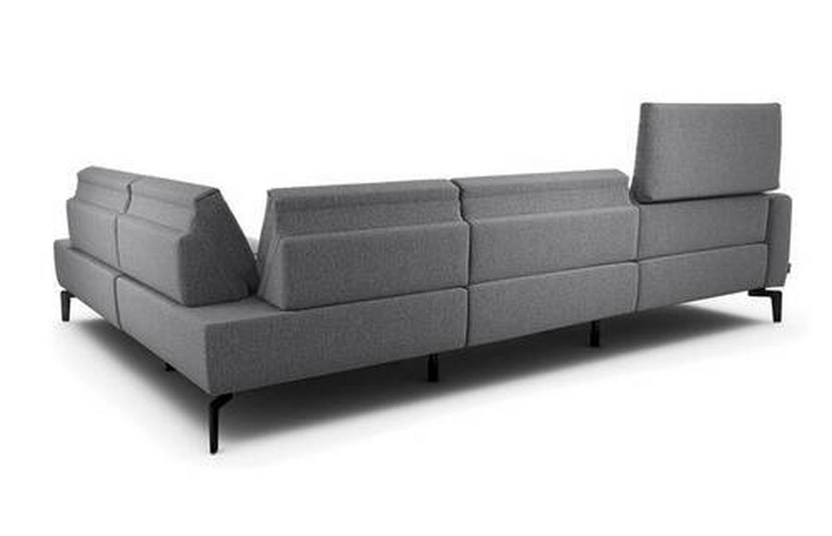 ECKSOFA in Chenille Anthrazit  213/296 cm  - Anthrazit/Schwarz, Design, Textil/Metall (213/296cm) - SENSOO