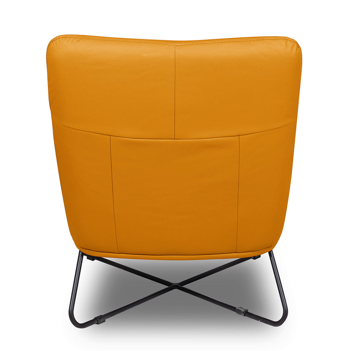 SESSEL in Echtleder Currygelb  - Currygelb/Schwarz, Design, Leder/Metall (67/87/74cm) - Livetastic