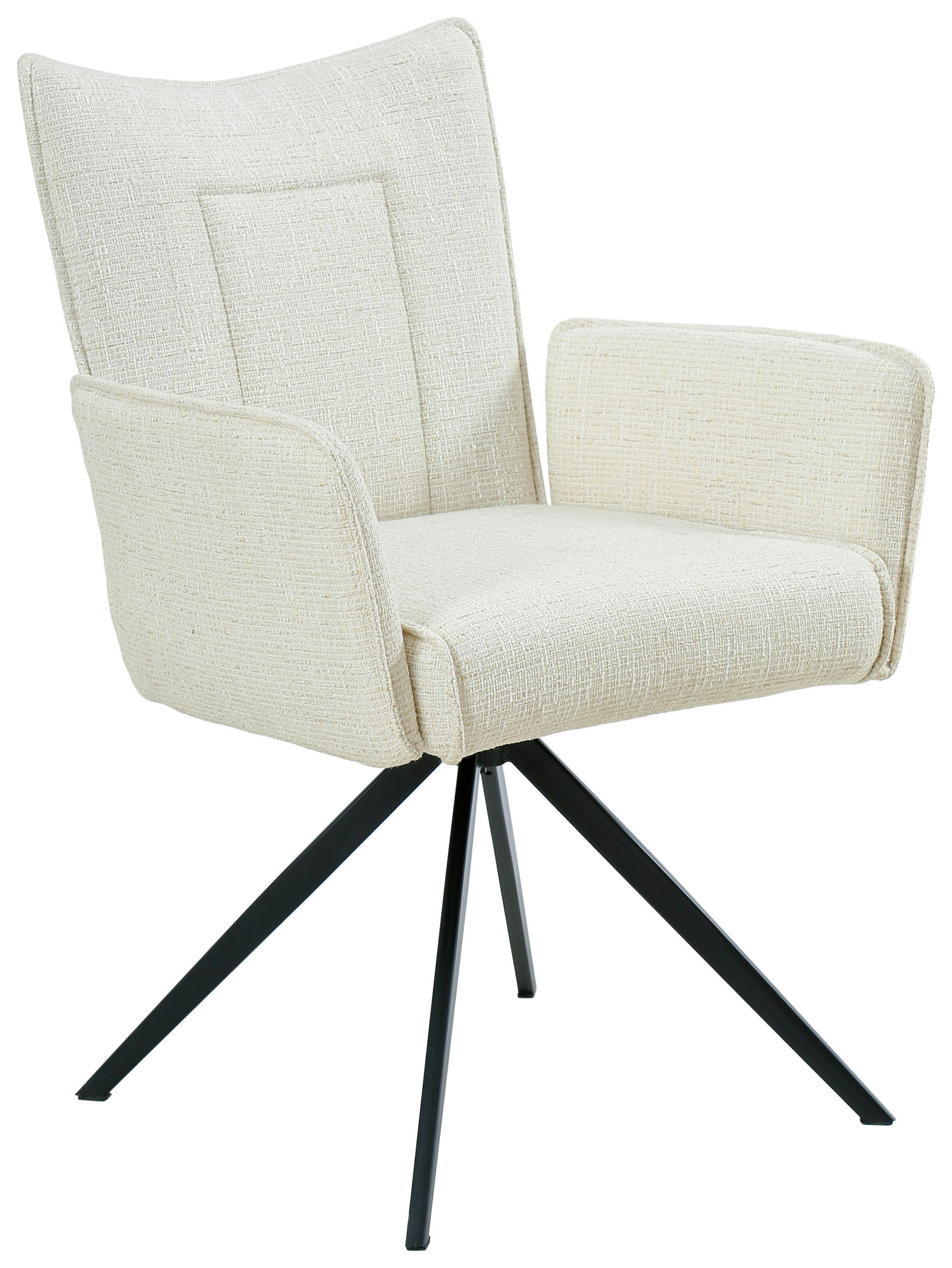 STOL MED ARMSTÖD  360° vridbar sits vävt tyg  svart, beige  - beige/svart, Design, metall/textil (60/89/66cm) - Carryhome
