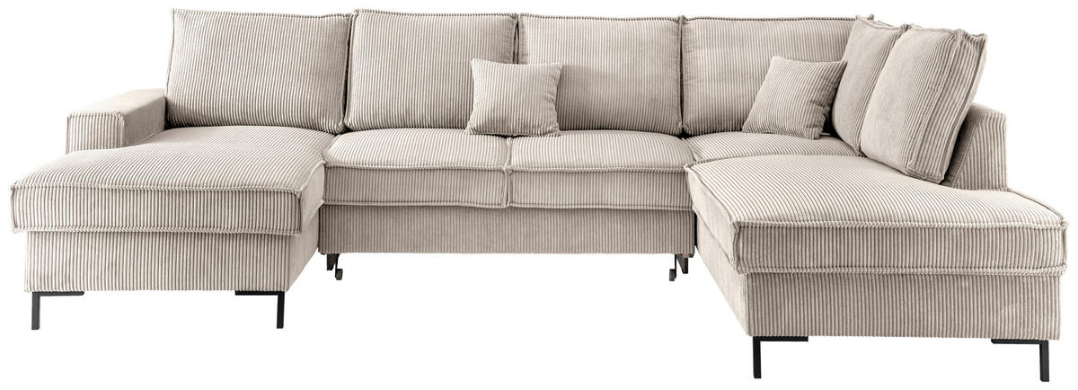 WOHNLANDSCHAFT in Cord Beige  - Beige/Schwarz, Modern, Textil/Metall (150/309/198cm) - MID.YOU