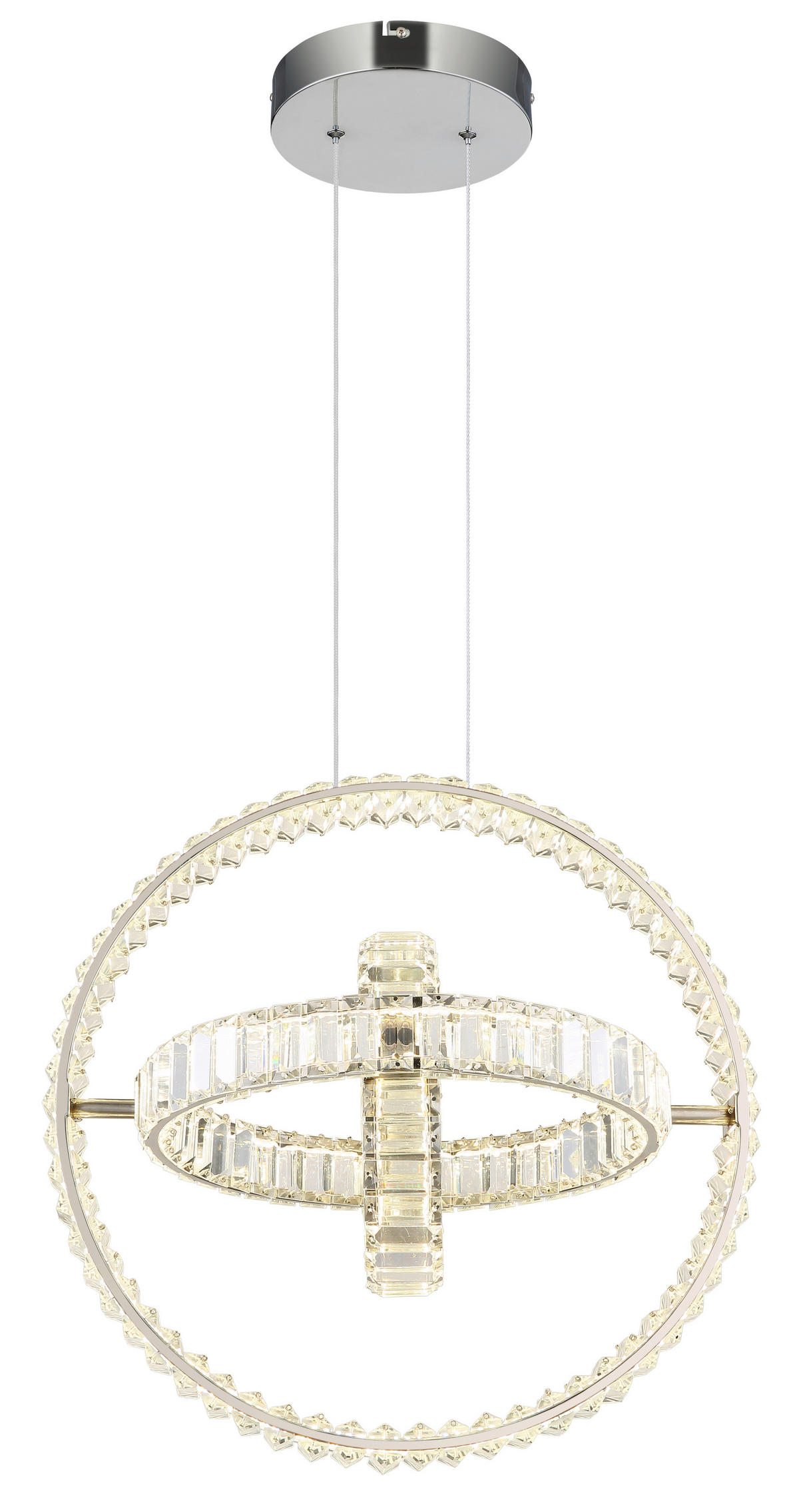 LED-HÄNGLAMPA NEIL 50/40/120 cm  - klar/kromfärg, Design, metall/glas (50/40/120cm) - Globo