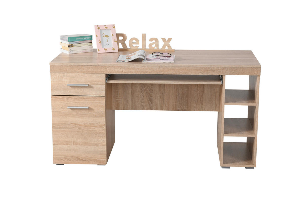 ÍRÓASZTAL 145/76/66 cm  - Sonoma tölgy, Basics, faalapú anyag (145/76/66cm) - Xora