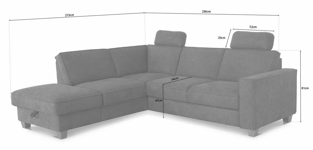 ECKSOFA in Flachgewebe Dunkelgrau  - Eichefarben/Dunkelgrau, Konventionell, Holz/Textil (213/236cm) - Sit & More