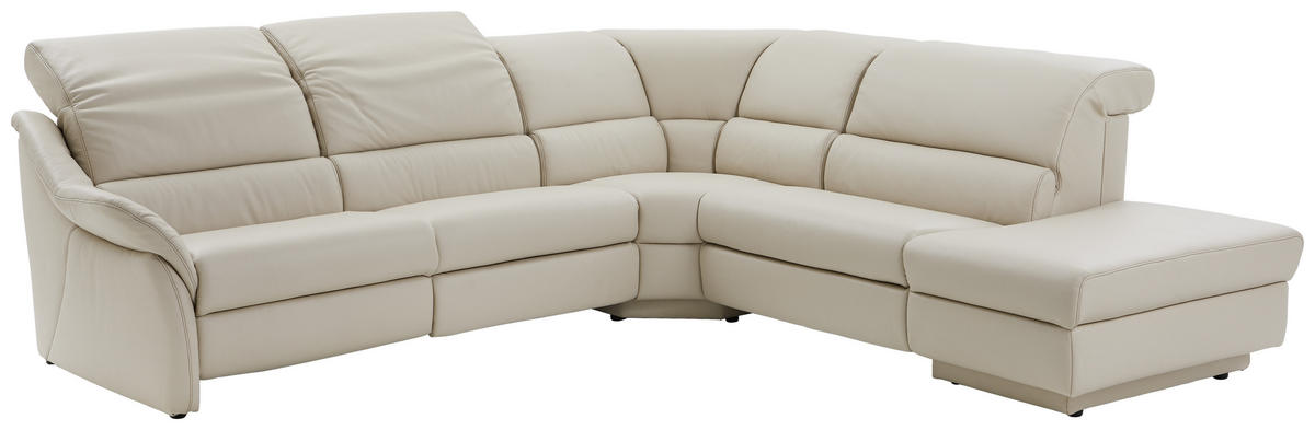 ECKSOFA Hellgrau Echtleder  - Hellgrau/Bronzefarben, KONVENTIONELL, Leder (271/288cm) - Himolla Komfortklass
