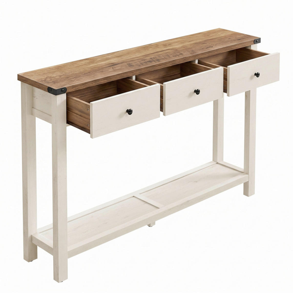 KONSOLENTISCH Weiß, Eichefarben  - Eichefarben/Schwarz, Trend, Holzwerkstoff/Metall (120/24/78cm) - Boxxx