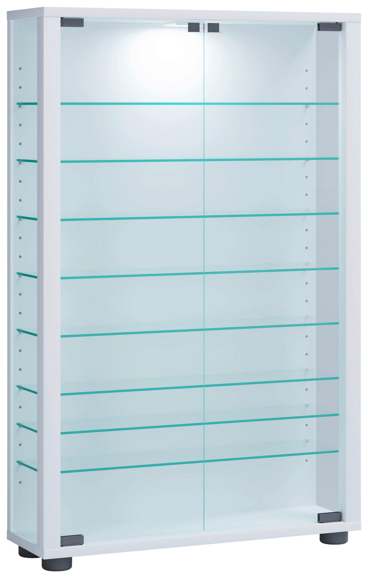 VITRINA, bela - črna/bela, Design, umetna masa/steklo (59/90/18cm) - MID.YOU