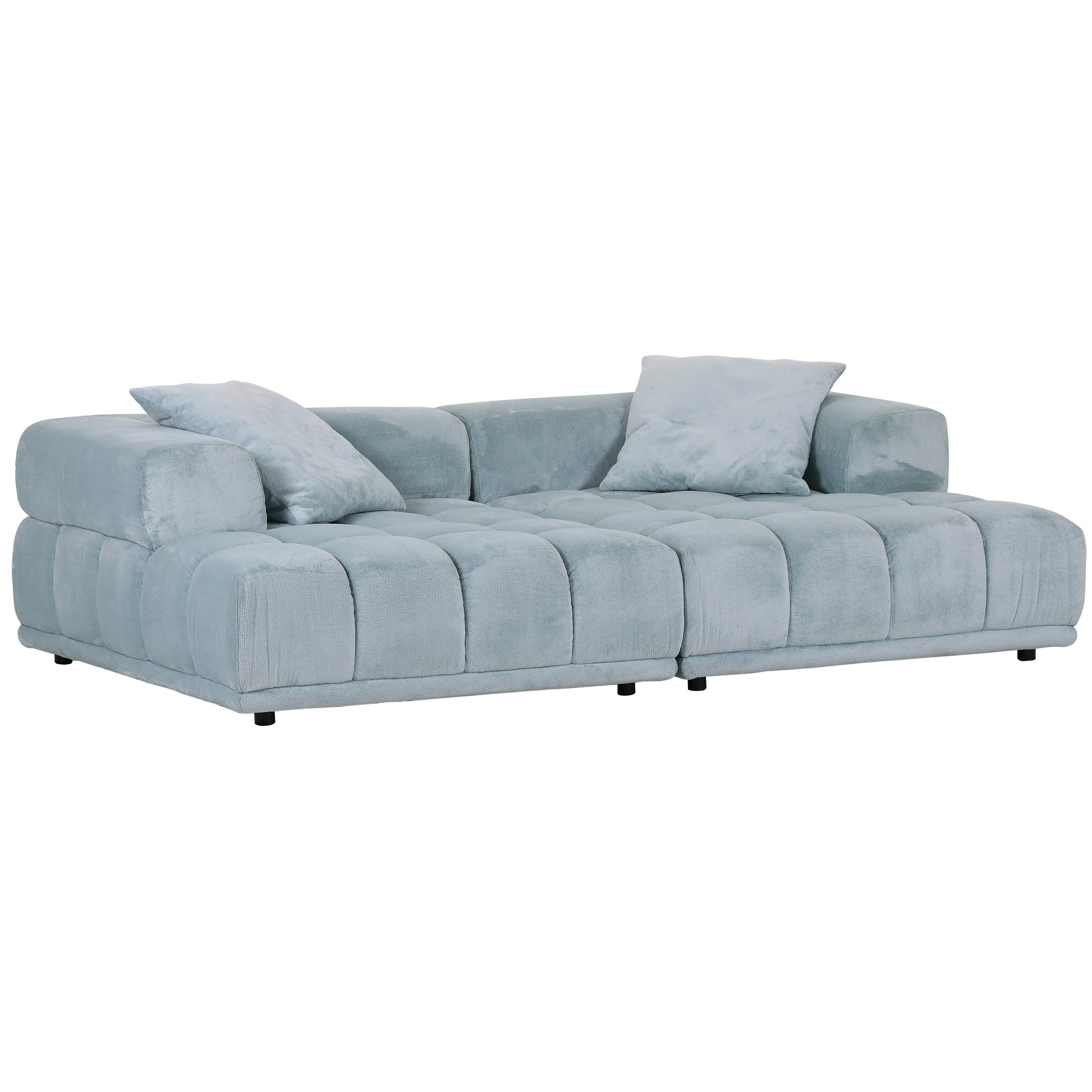 SOFAELEMENT Plüsch Mintgrün  - Schwarz/Mintgrün, KONVENTIONELL, Kunststoff/Textil (125/66/155cm) - Carryhome