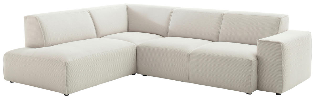 ECKSOFA in Cord Weiß  210/270 cm  - Schwarz/Weiß, Design, Kunststoff/Textil (210/270cm) - Pure Home Lifestyle