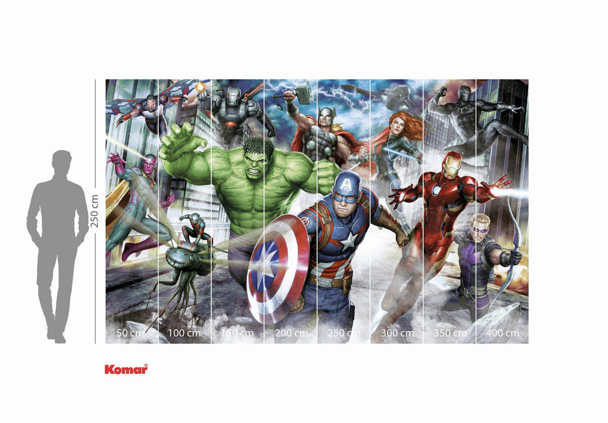 FOTOTAPETE AVENGERS ASSEMBLE  - Naturfarben, Design, Textil (400/250cm) - Marvel