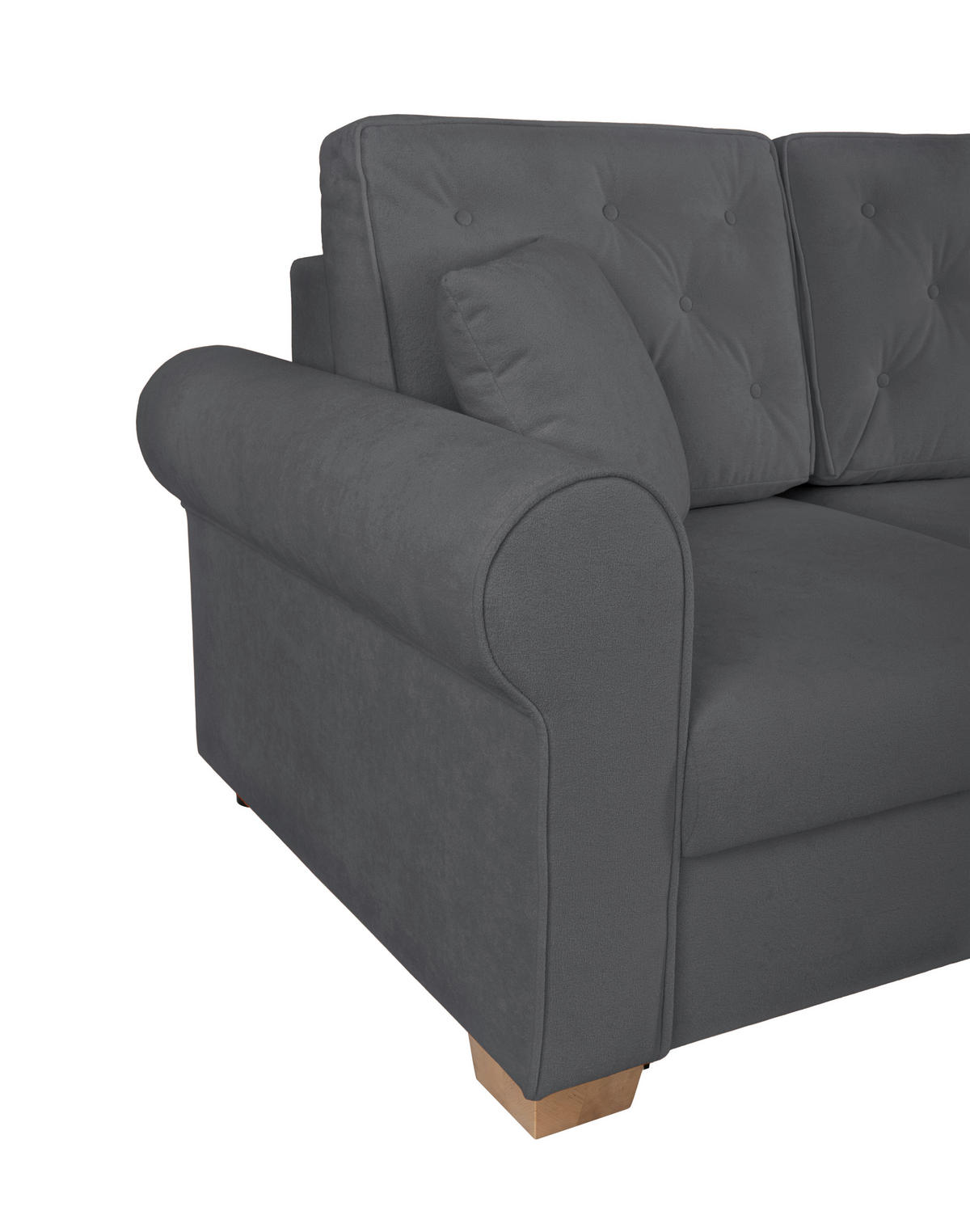 SCHLAFSOFA in Bouclé Dunkelgrau  - Dunkelgrau/Buchefarben, Design, Holz/Textil (240/94/98cm) - MID.YOU