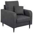 SESSEL in Lederlook Grau - Schwarz/Grau, KONVENTIONELL, Holz/Textil (87/96/86cm) - Carryhome