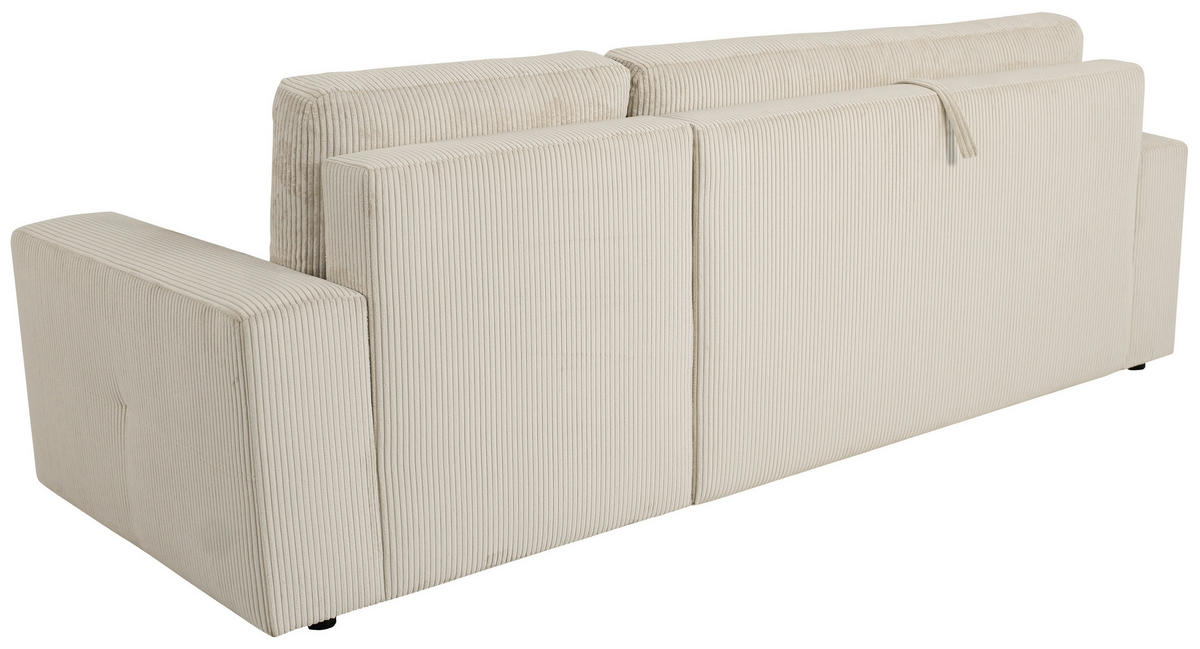 ECKSCHLAFSOFA  mit Cord Creme  - Creme/Schwarz, KONVENTIONELL, Textil (248/146cm) - Xora