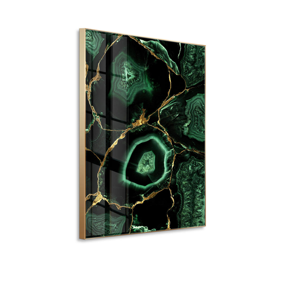 GLASBILD Steine 80/120 cm  - Smaragdgrün/Goldfarben, Basics, Glas/Holz (80/120cm)