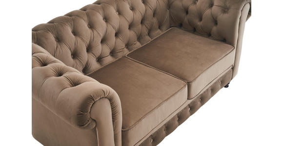 CHESTERFIELD-SOFA Samt Schwarz, Taupe  - Taupe/Schwarz, Trend, Holz/Textil (165/73/87cm) - Xora