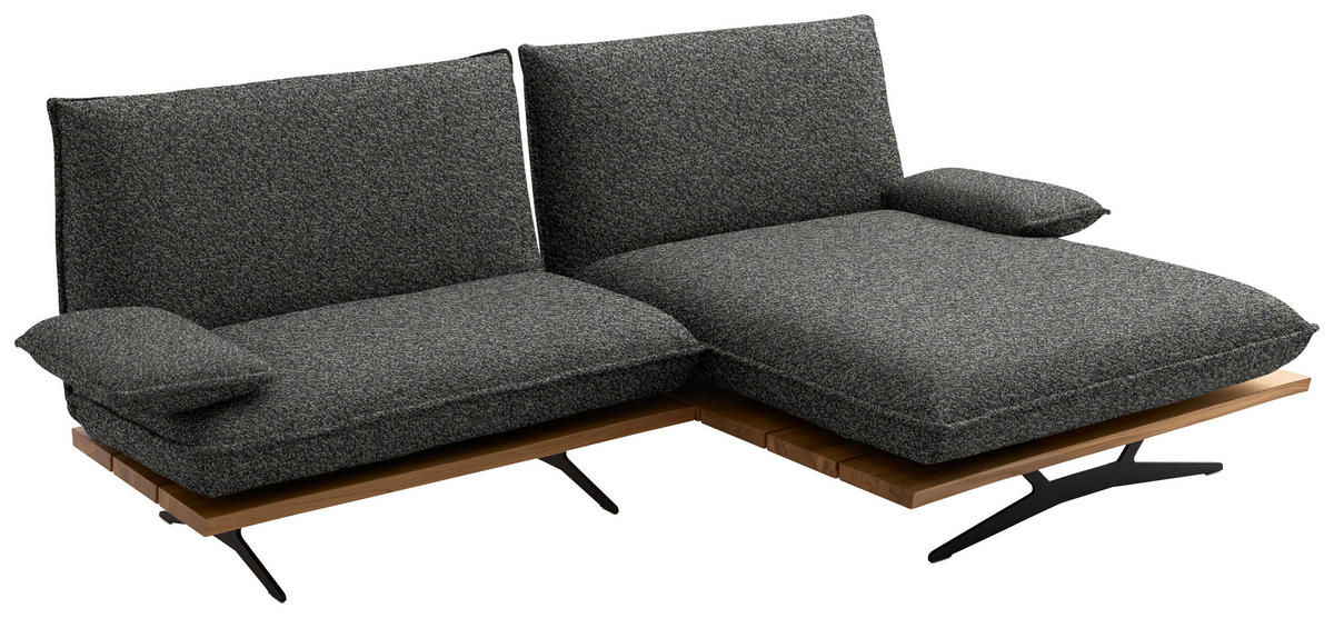ECKSOFA Chenille, Flachgewebe Wildeiche, Blaugrau  - Wildeiche/Blaugrau, Design, Holz/Textil (284/161cm) - Koinor