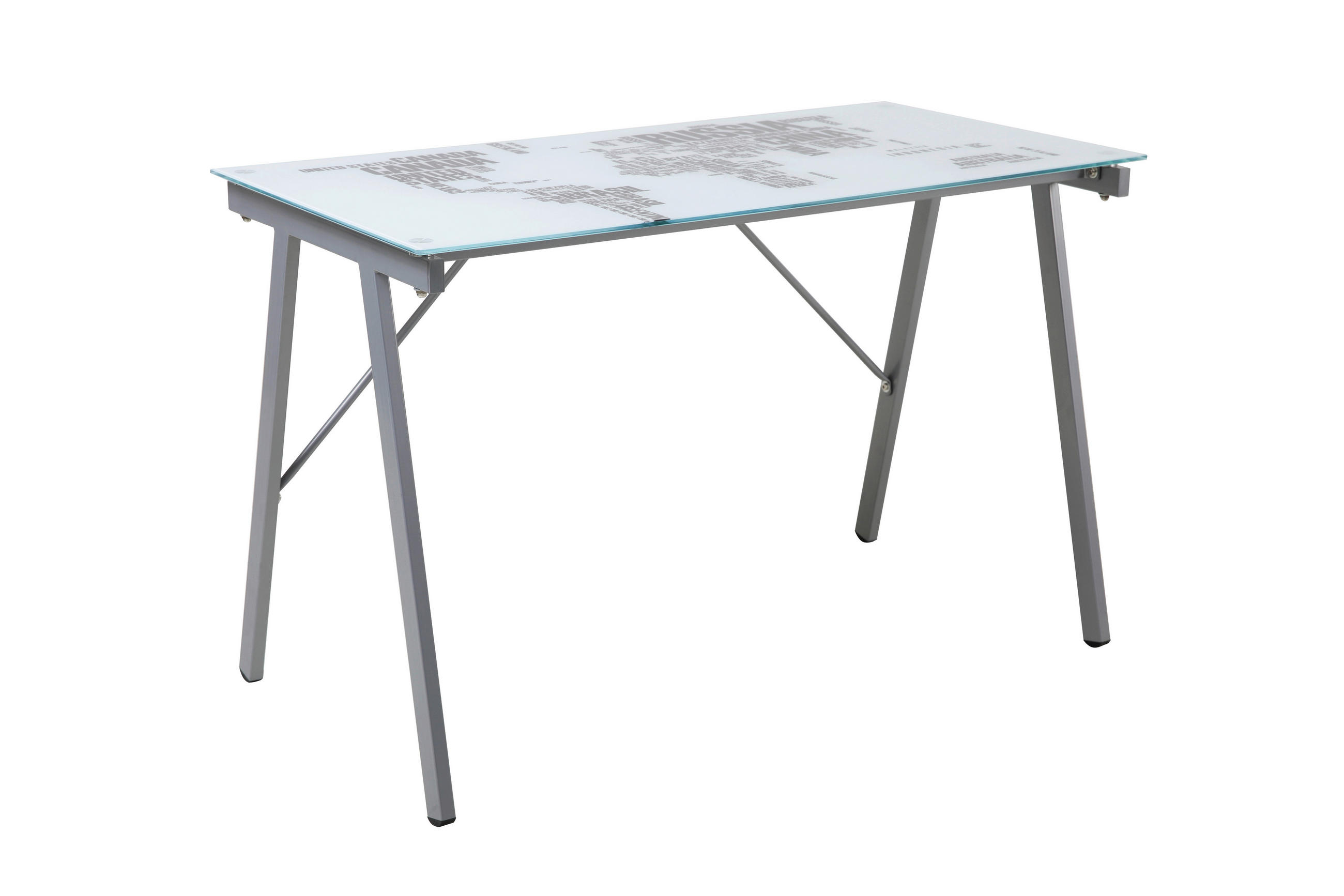 SCHREIBTISCH 113/58/73 cm  in Grau, Weiß  - Weiß/Grau, Design, Glas/Metall (113/58/73cm) - Livetastic