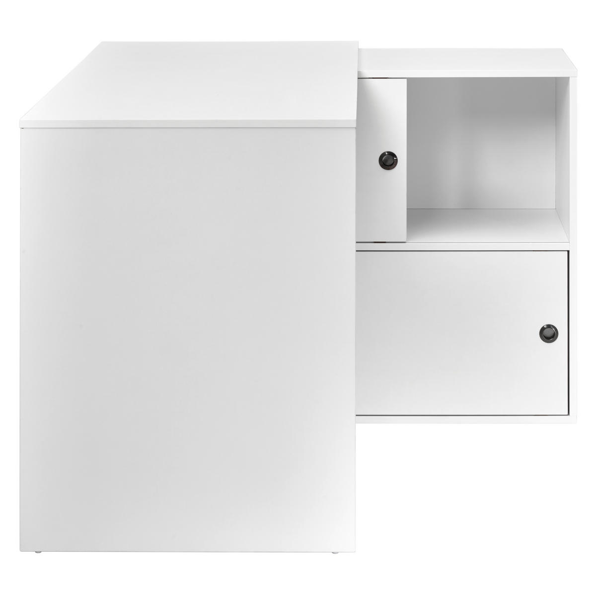 ECKSCHREIBTISCH Weiss  - Weiss/Schwarz, Modern, Holzwerkstoff/Metall (120/78/107cm) - MID.YOU