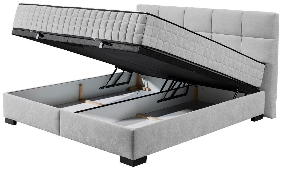 BOXBETT 160/200 cm  in Hellgrau  - Hellgrau/Schwarz, Modern, Holzwerkstoff/Kunststoff (160/200cm) - MID.YOU