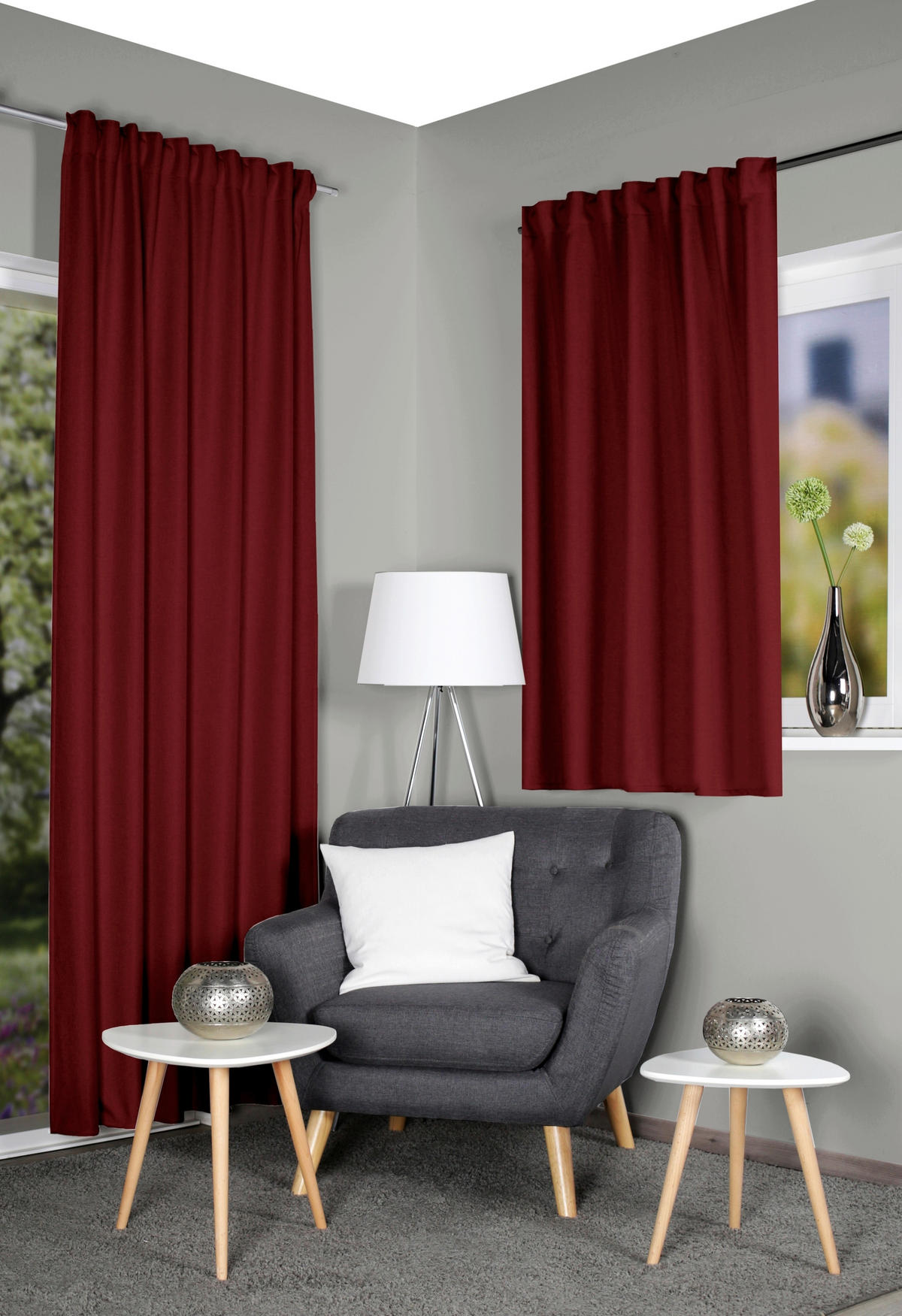 WÄRMESCHUTZVORHANG Verdunkelung 135/245 cm   - Bordeaux, Basics, Textil (135/245cm)