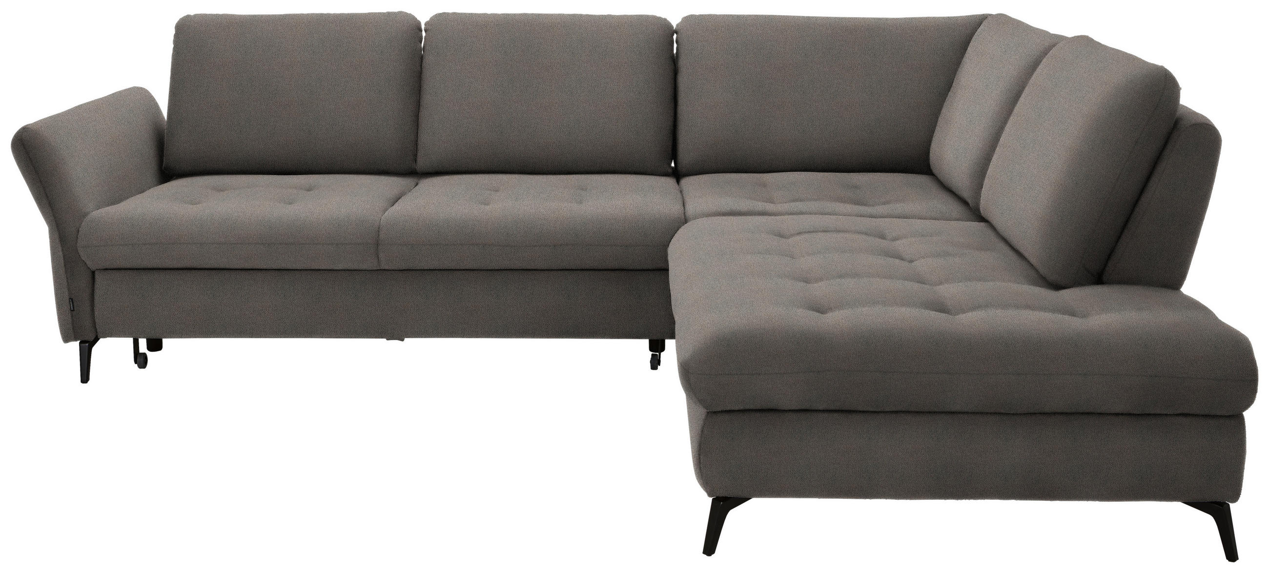 ECKSOFA in Flachgewebe Greige  - Greige/Schwarz, Natur, Textil/Metall (288/233cm) - Valnatura