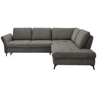 ECKSOFA Greige Flachgewebe  - Greige/Schwarz, Natur, Textil/Metall (288/233cm) - Valnatura