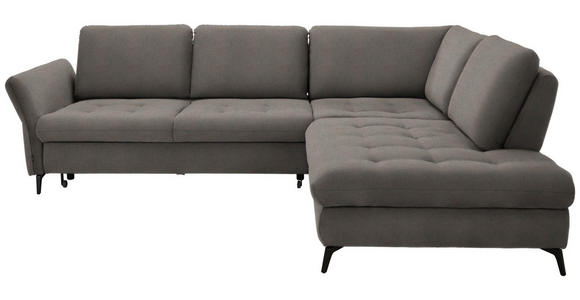 ECKSOFA in Flachgewebe Greige  288/233 cm  - Greige/Schwarz, Natur, Textil/Metall (288/233cm) - Valnatura