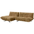 ECKSOFA Beigebraun Chenille Rücken echt, Sitztiefenverstellung  - Beigebraun/Schwarz, Design, Textil/Metall (178/295cm) - Belluti