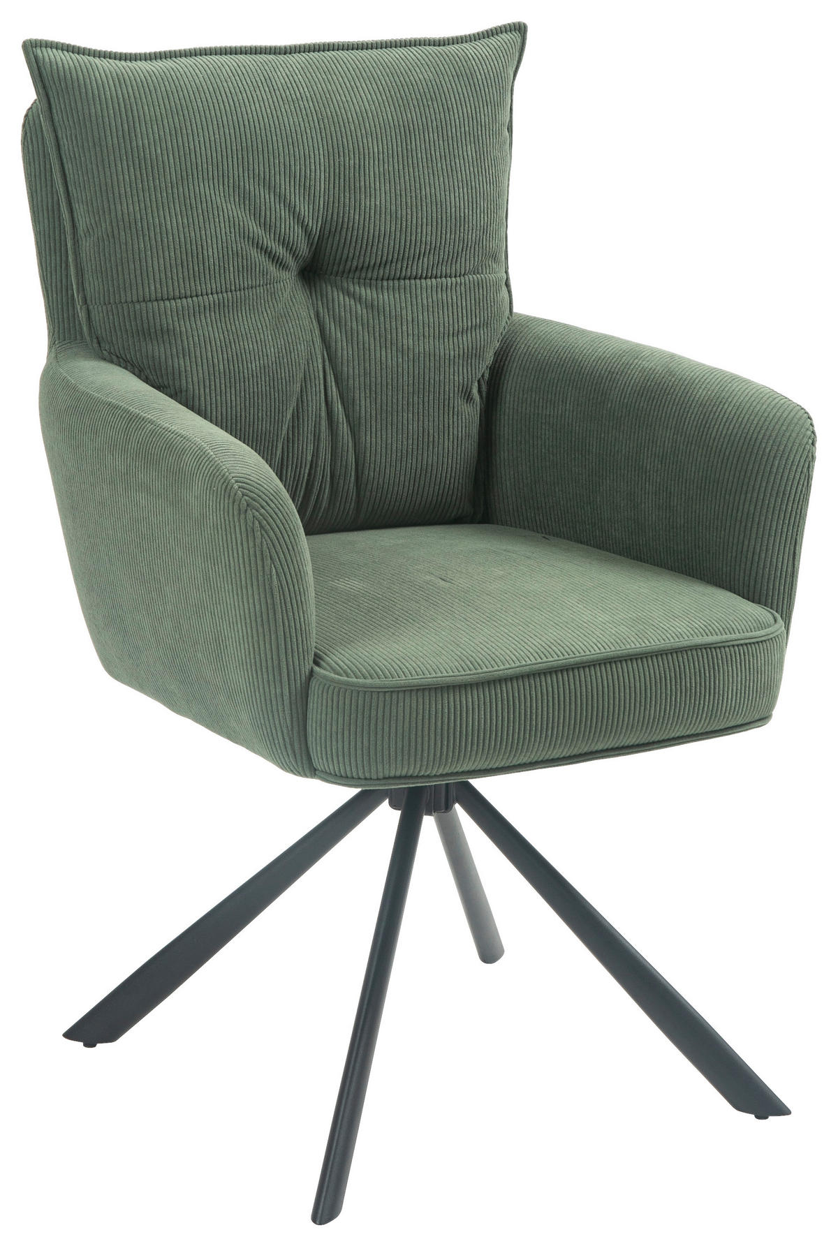 ARMLEHNSTUHL  in Eisen Cord  - Schwarz/Olivgrün, Design, Textil/Metall (60/95/67cm) - Novel