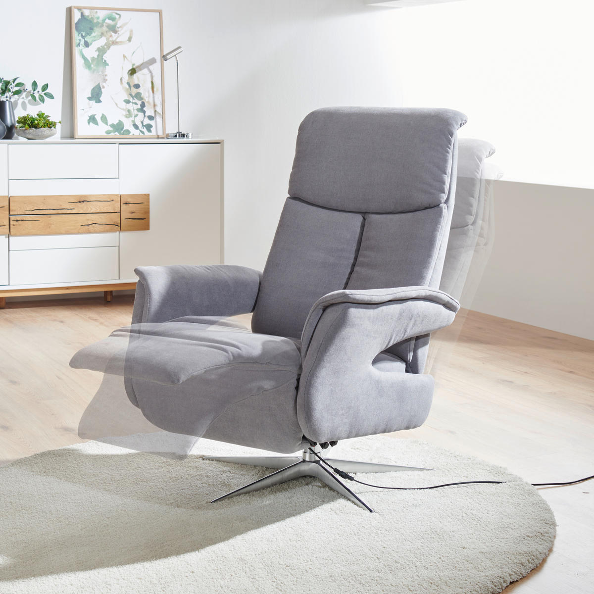 RELAXSESSEL in Textil Grau  - Chromfarben/Grau, Design, Textil/Metall (78/106/88cm) - Welnova