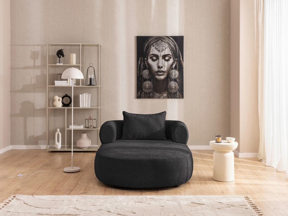 XXL-SESSEL Chenille Schwarz    - Schwarz, Design, Kunststoff/Textil (122/76/156cm) - Livetastic