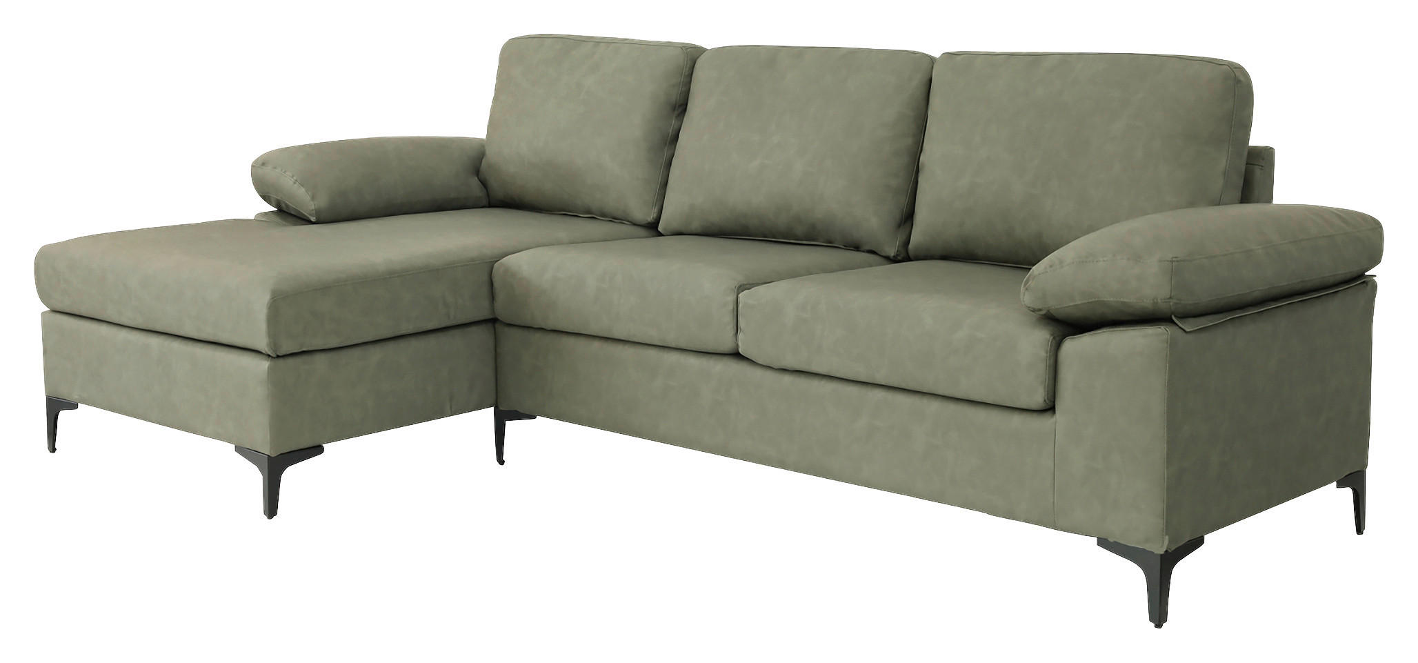 ROHOVÁ SEDACIA SÚPRAVA, textil, zelená - čierna/zelená, Konventionell, kov/textil (135/262cm) - MID.YOU