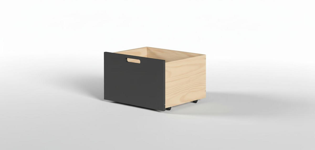 TÁROLÓS ÁGY 90/200 cm  szürke, natúr színű, fekete  - natúr színű/fekete, Modern, faalapú anyag/fa (90/200cm) - MID.YOU