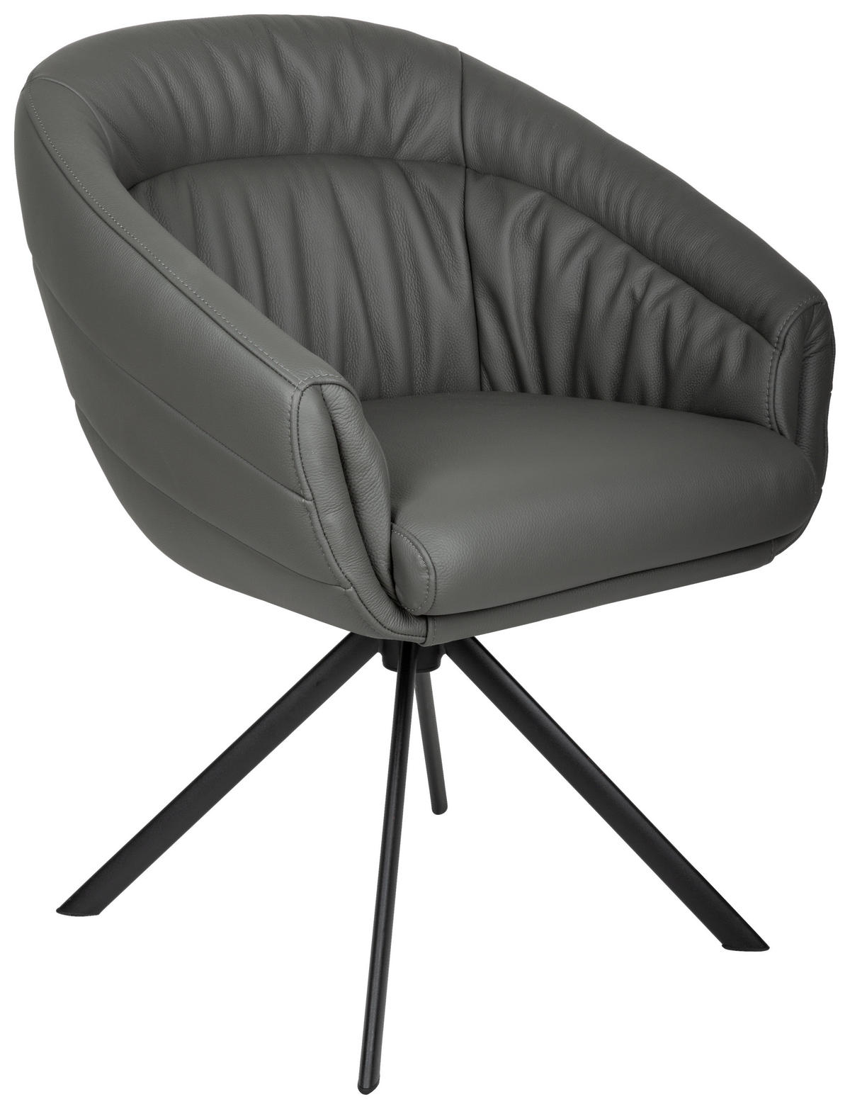 STOL MED ARMSTÖD järn äkta läder pigmenterad  - svart/antracit, Design, metall/läder (62/82/64cm) - Belluti