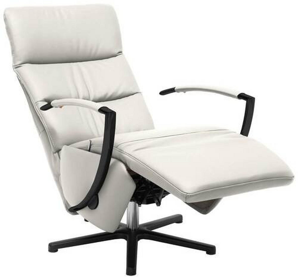 RELAXSESSEL in Leder Weiss  - Weiss/Schwarz, Design, Leder/Metall (64/112/80cm) - Cantus
