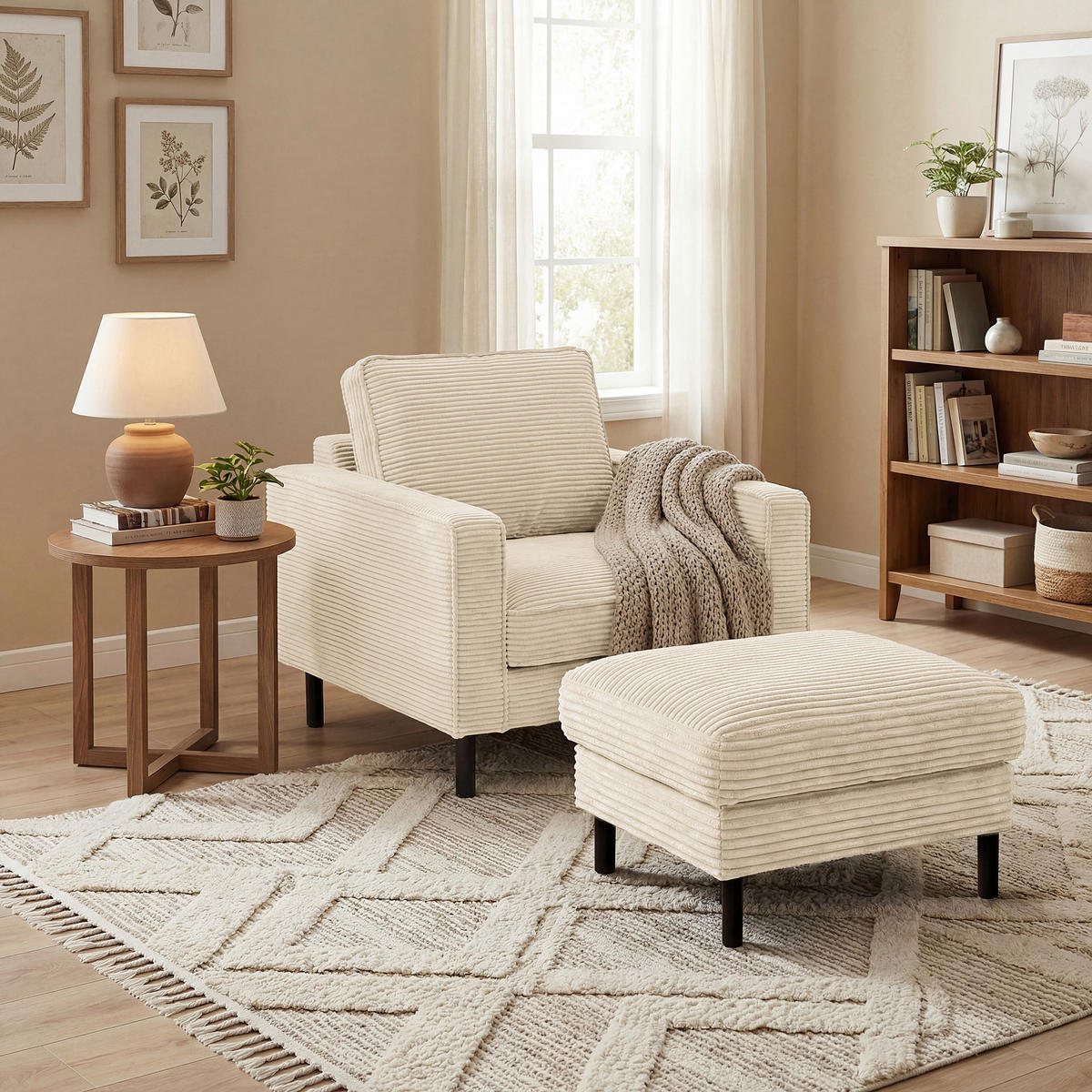 HOCKER Textil Beige  - Beige/Schwarz, Design, Textil/Metall (70/48/60cm) - Livetastic
