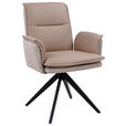 ARMLEHNSTUHL  Sitzfläche 360° drehbar Webstoff Echtleder  Taupe  - Taupe/Schwarz, Design, Leder/Textil (63/89/65cm) - Novel