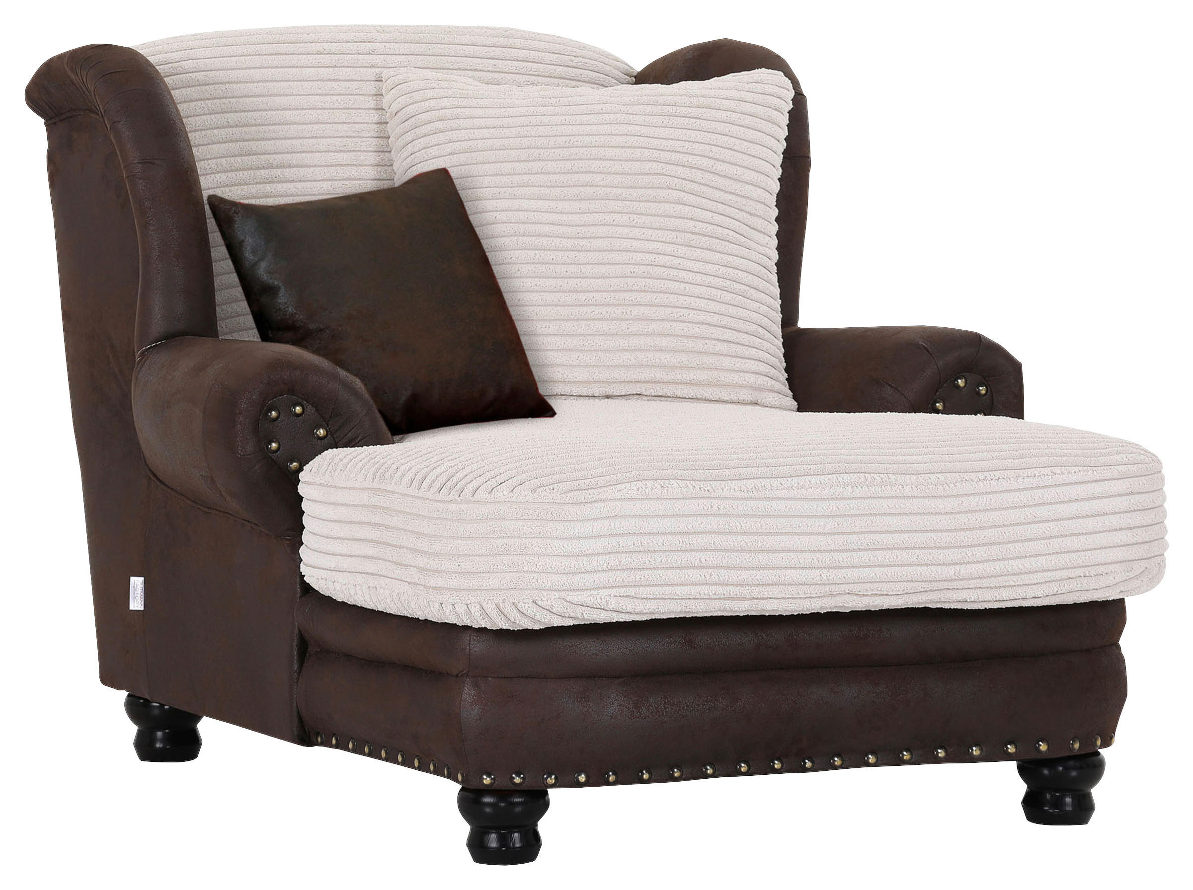 CHESTERFIELD-SESSEL Cord, Flachgewebe Braun, Creme  - Dunkelbraun/Creme, ROMANTIK / LANDHAUS, Textil (125/100/140cm) - Landscape
