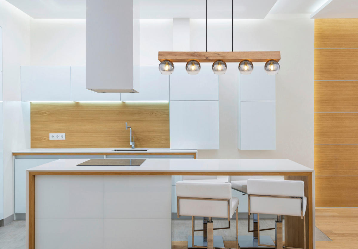 HÄNGELEUCHTE 115/15/120 cm    - Schwarz/Naturfarben, Natur, Glas/Holzwerkstoff (115/15/120cm) - Globo