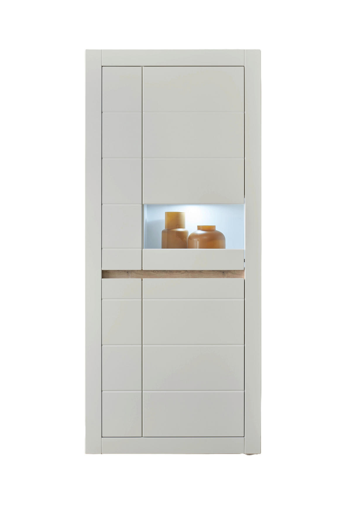 VITRINE  in Weiß, Eichefarben - Eichefarben/Weiß, Design, Holzwerkstoff (85/198/35cm) - MID.YOU