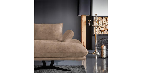 WOHNLANDSCHAFT in Echtleder Greige - Greige/Schwarz, Natur, Leder/Metall (217/359/155cm) - Dieter Knoll