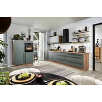 Bucătărie La Comandă   - petrol/culoare lemn stejar, Basics, metal/material pe bază de lemn - Venda