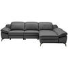 ECKSOFA in Echtleder Anthrazit  286/183 cm  - Anthrazit/Schwarz, Design, Leder/Metall (286/183cm) - Celina Home