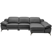 ECKSOFA in Echtleder Anthrazit  286/183 cm  - Anthrazit/Schwarz, Design, Leder/Metall (286/183cm) - Celina Home