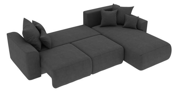 ECKSOFA Dunkelgrau Velours  - Chromfarben/Dunkelgrau, KONVENTIONELL, Kunststoff/Textil (293/195cm) - Carryhome