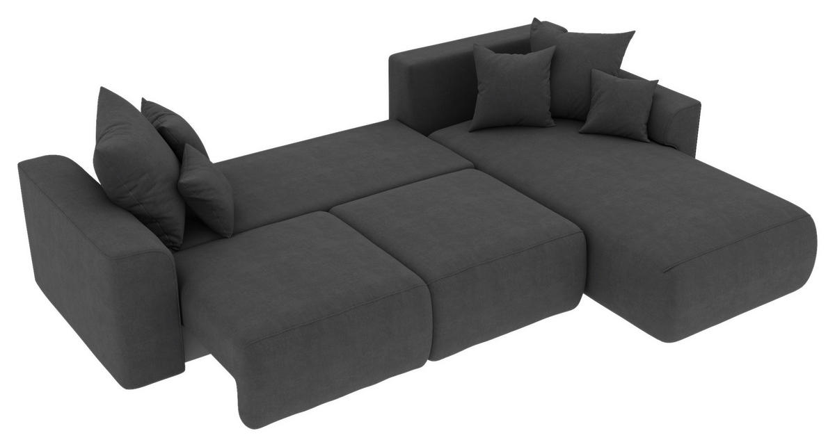 ECKSOFA in Velours Dunkelgrau  293/195 cm  - Chromfarben/Dunkelgrau, KONVENTIONELL, Kunststoff/Textil (293/195cm) - Carryhome