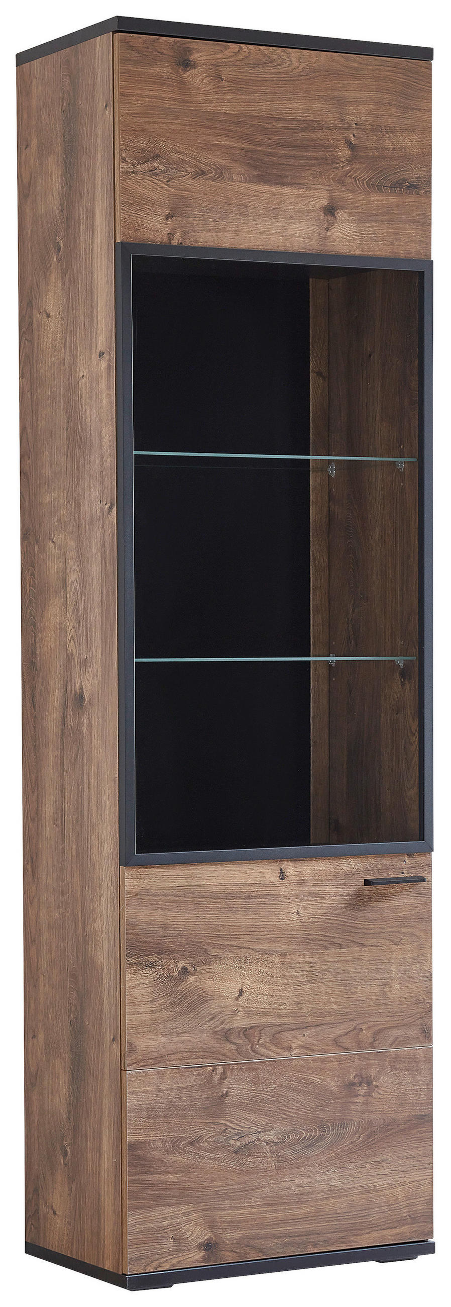 VITRINE in Eichefarben, Dunkelgrau  - Eichefarben/Dunkelgrau, KONVENTIONELL, Glas/Holzwerkstoff (60/206/37cm) - Cantus
