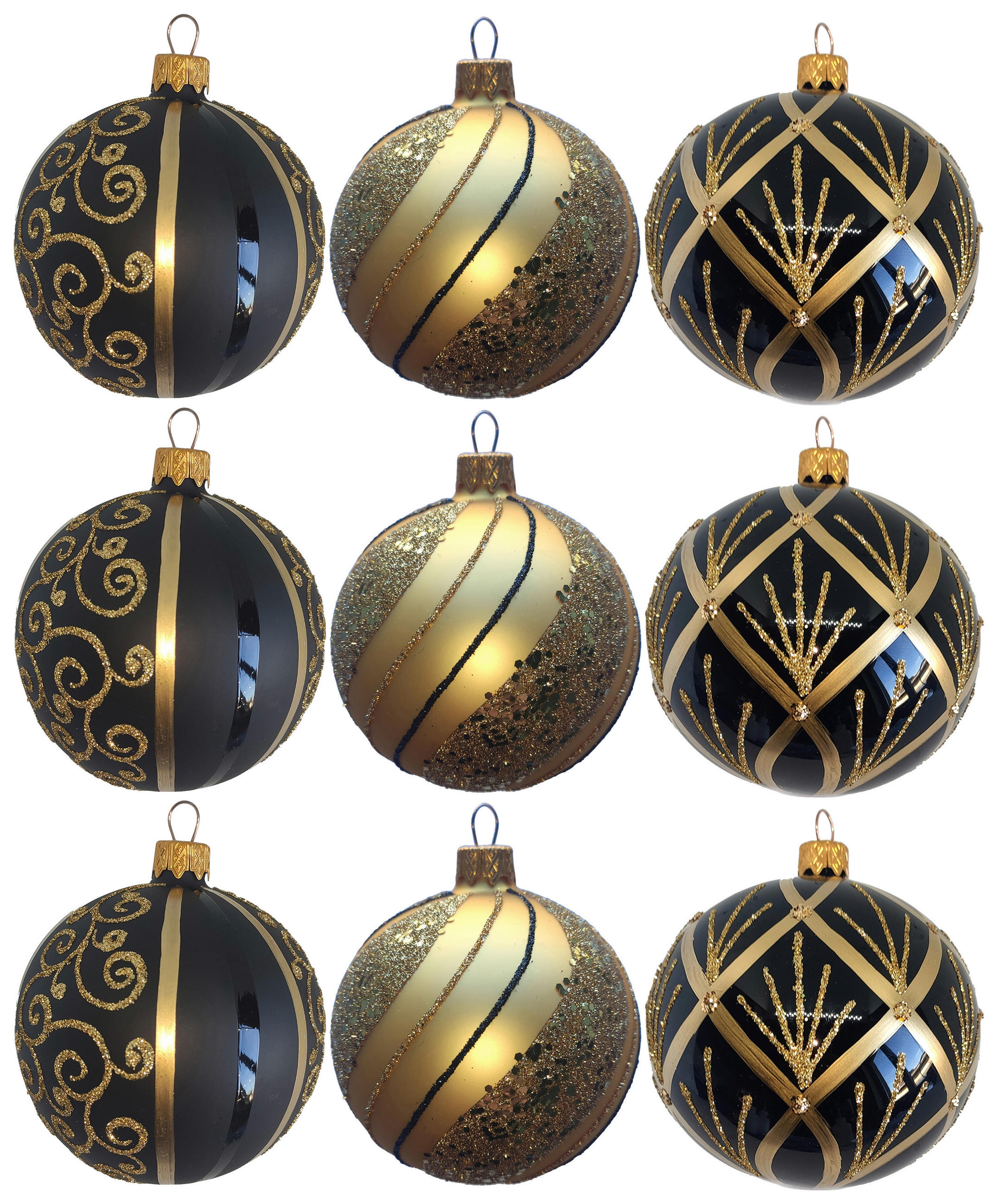 CHRISTBAUMKUGEL-SET 8 cm 9-teilig  - Goldfarben/Schwarz, LIFESTYLE, Glas/Metall (8cm) - X-Mas