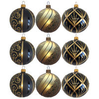 CHRISTBAUMKUGEL-SET 8 cm 9-teilig  - Goldfarben/Schwarz, LIFESTYLE, Glas/Metall (8cm) - X-Mas